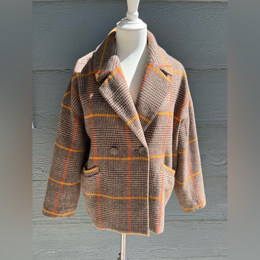 Velvet by Graham & Spencer Plaid Trench Coat - Brown and Orange